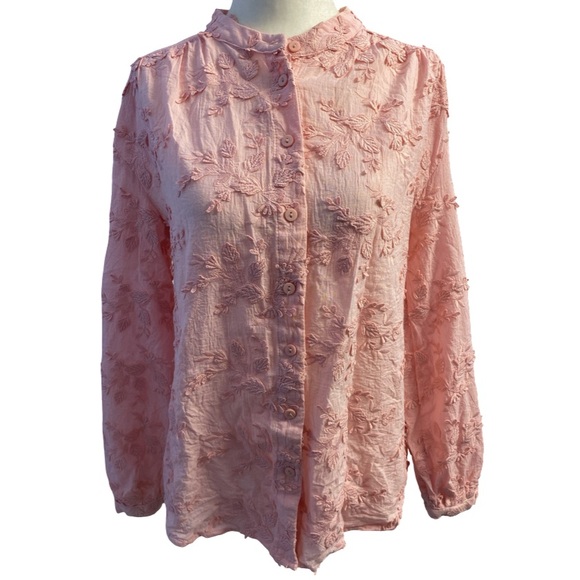 Pink Martini Light Pink Embroidered Top Mia Blouse Size XS Floral - Picture 5 of 16